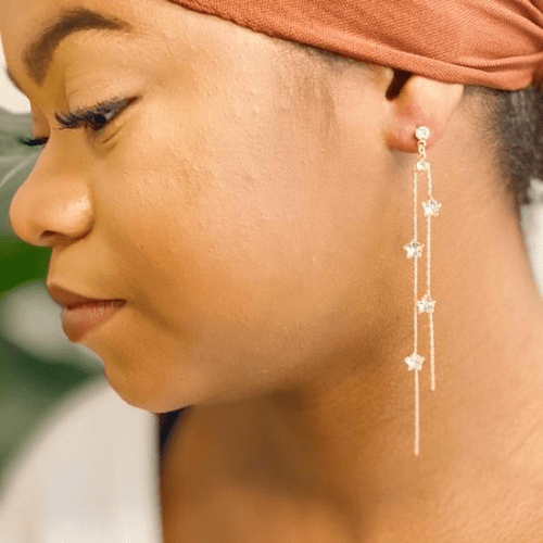 Strands of Stars Earrings - Silver Whisper