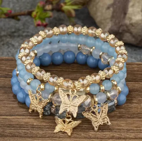 Butterfly Charm Bead Bracelets