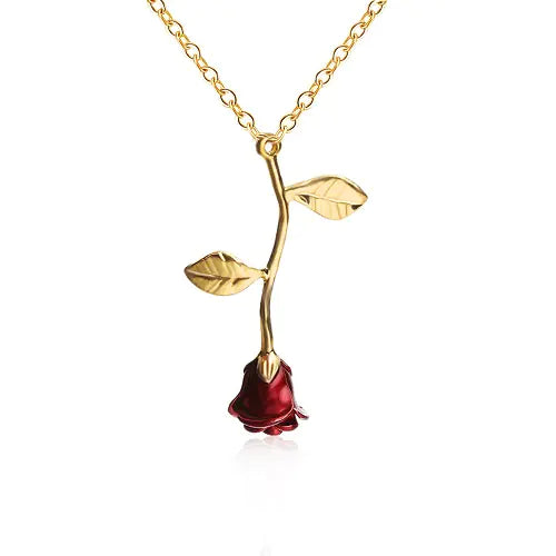 Gold Rose Love Pendant Necklace