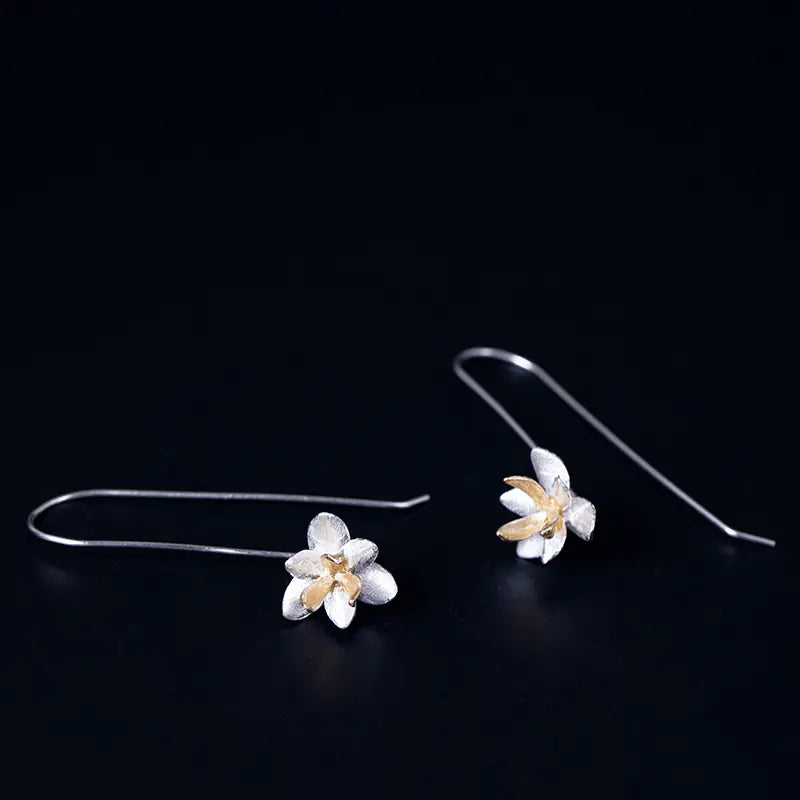 Sterling Silver Floral Charm Earrings