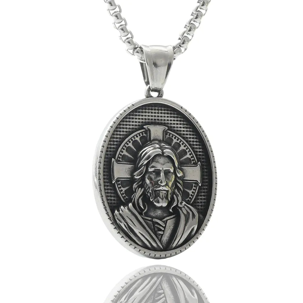 Titanium Punk Portrait Chain Necklace